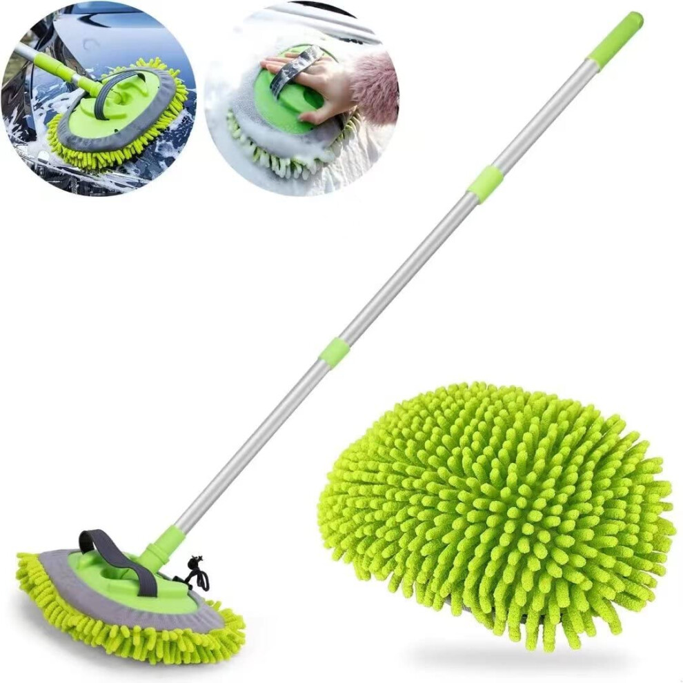 Car Cleaning Brush, Car Wash Brush With 21-44" Extendable Pole Microfibre Wash Car Mop, Car Washing Brush Set 2 Replaced Mop Heads Detachable Car Wash 5051224123742