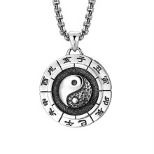 Herre Yin Yang Bagua Taiji halskæde i rustfrit stål Vintage kampsport spådomskunst kinesisk Feng Shui vedhæng smykker