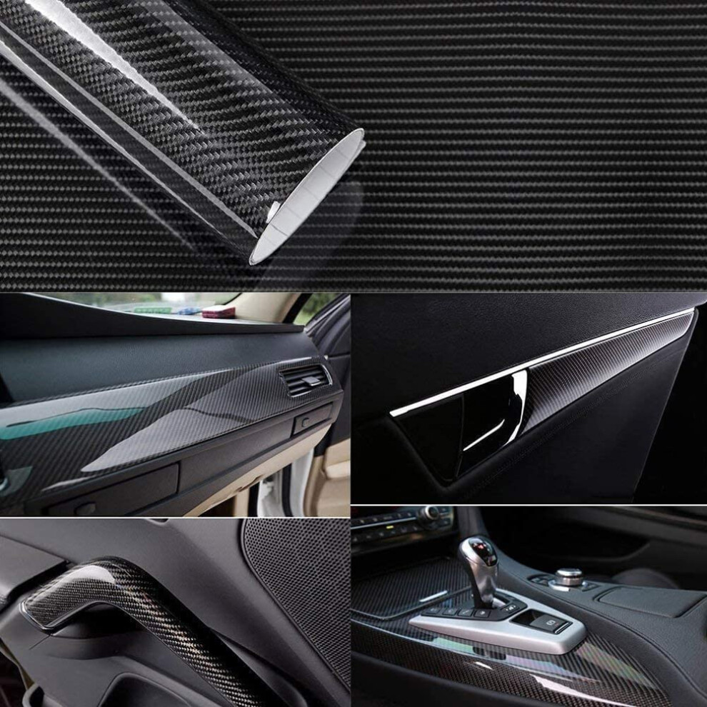 Xhuangtech High Gloss Carbon Fiber Vinyl Self Adhesive Film, Waterproof Wrap Roll Without Bubble, Adapted To The Appearance And The Interior Of 5051224121434