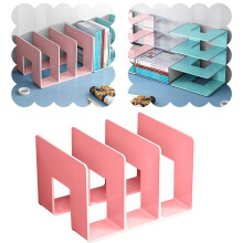 Acrylic File Organizer For Desk Desktop Document/Mail Organizer 3 Compartments Plastics Bookshelf Floating