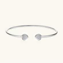 Moissanite Cuff Bangle for Women 925 Sterling Silver Hollow Bangle Delicate Jewelry Gift