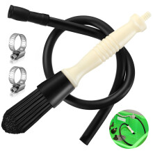 Dreyoo Parts Washer Brush with 27.5 Inch Flow Hose, Flow Through Parts Cleaning Brush with 2PCS Stainless Steel Hose Clamp for Automotive Parts