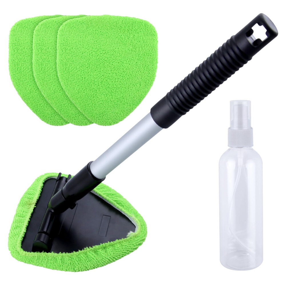 Leontool Windshield Cleaning Tool, Windshield Cleaner Inside With 4 Reusable Washable Microfiber Pads And Extendable Handle, Car Window Cleaner Tool 5051224119929