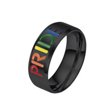 Rainbow Pride Ring Rostfritt Stål HBT-vigselring Storlek 13