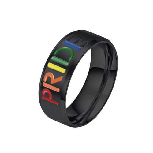 Rainbow Pride Ring Rostfritt Stål HBT-vigselring Storlek 13