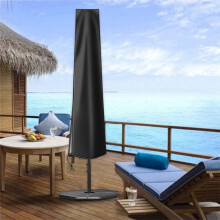 Waterproof 210D Patio Umbrella Cover for 9-12ft Parasols | Zipper + Drawstring, UV-Resistant, Dustproof, Beige – Compatible with Most Market