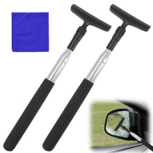 2 Car Mirror Wiper Black, Small Retractable Mirror Wiper, Car Window Squeegee Layered Brush Head, Portable Car Mirror Squeegee for All Vehicles