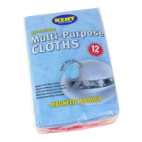 Kent Car Care Microfibre Multi-Purpose Cloths 12 Pack