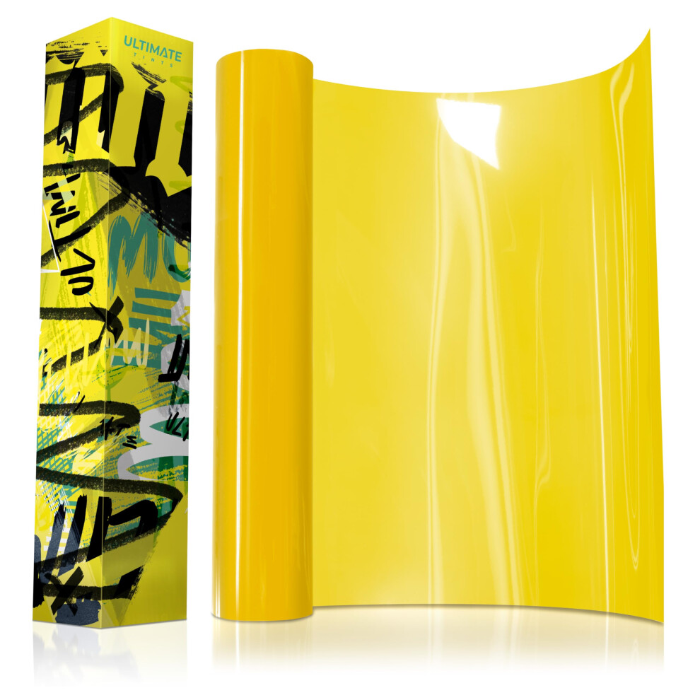 Vvivid+ Ultimate Headlight Taillight Tint Vinyl Wrap (12" X 7Ft, Tint) Yellow 5051226217692