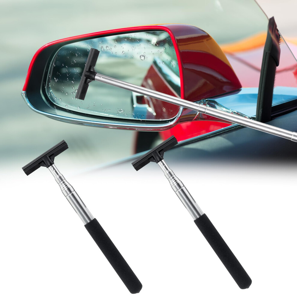 Taianji 2Pcs Car Mirror Squeegee, Retractable Rearview Wiper Car Cleaner Side Window Cleaning Portable Accessories (Black) Black 5051226234309