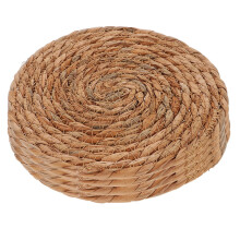 NICEXMAS 4pcs Round Woven Placemat Khaki Grass Heat Insulation Dining Room Kitchen Accessories