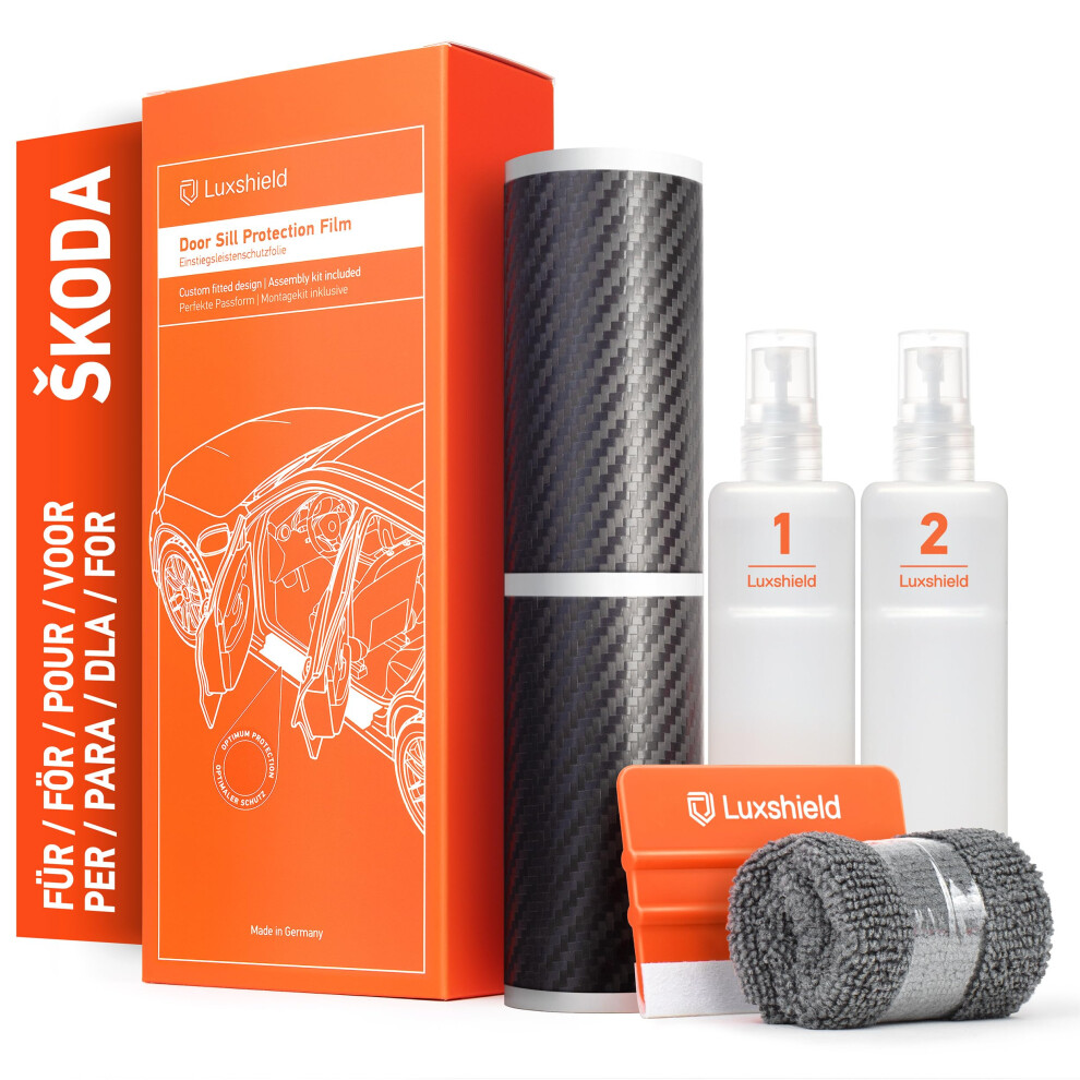 Luxshield Car Door Sill Protectors For Skoda Scala I 2019-2025 - Paint Protection Film For Car Kick Plates Panel Covers Carbon 5051226222535