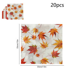 20 stk. papirservietter med høstens Thanksgiving-motiv, 16,5 x 16,5 cm, lønnebladdesign – Festutstyr til høsthøsten