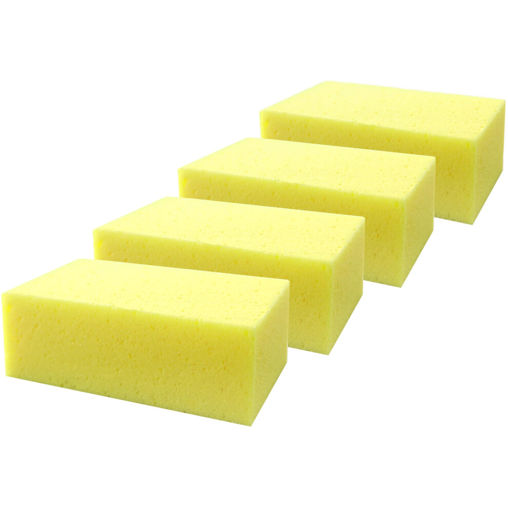 D.rect Yellow Car Sponges 4 Pack - General Purpose Sponge For Car Cleaning, Paint, Rims, Foam, Lightweight, 163X115x70mm