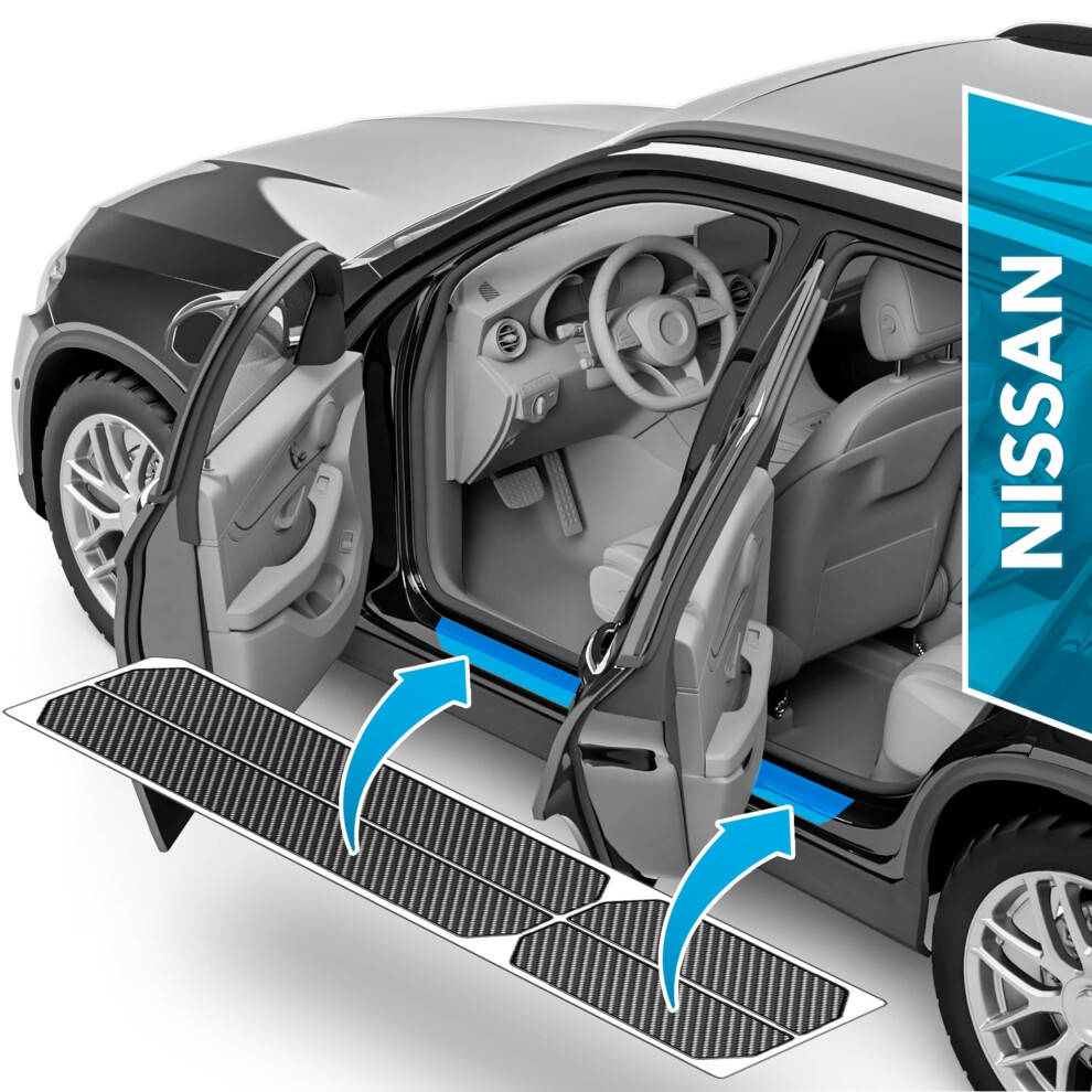 Uprotect Car Door Sill Protectors For Nissan Juke 2 (Ii) I 2019-2025 - Paint Protection Film For Car Kick Plates Panel Covers Carbon 5051226221132