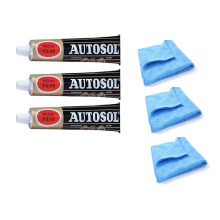 3 x 75ml Tube Solvol Autosol And 3 Microfibre Cloths - Chrome Ali & Metal Polish