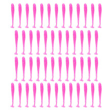 BE-TOOL 50Pcs Soft Plastic Lures Fishing Soft Baits Soft Bait T-Tail Soft Worms Fishing Bait Fishing Lures Fish Tackle Accessory (Pink)