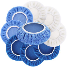 9PCS Polishing Bonnet Pads,9 to 10 Inch Polisher Bonnet Buffer Bonnets Waxers Bonnet,Buffing Pad Cover Waxing Bonnet,Mix Pack 3 Microfiber 3 Coral