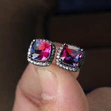 925 Sterling Silver Stud Earrings Birth Cubic Zircon Fashion Jewelry For Women