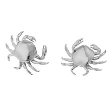 Women's Stainless Steel Dainty Crab Animal Statement Ear Stud Earring Silver