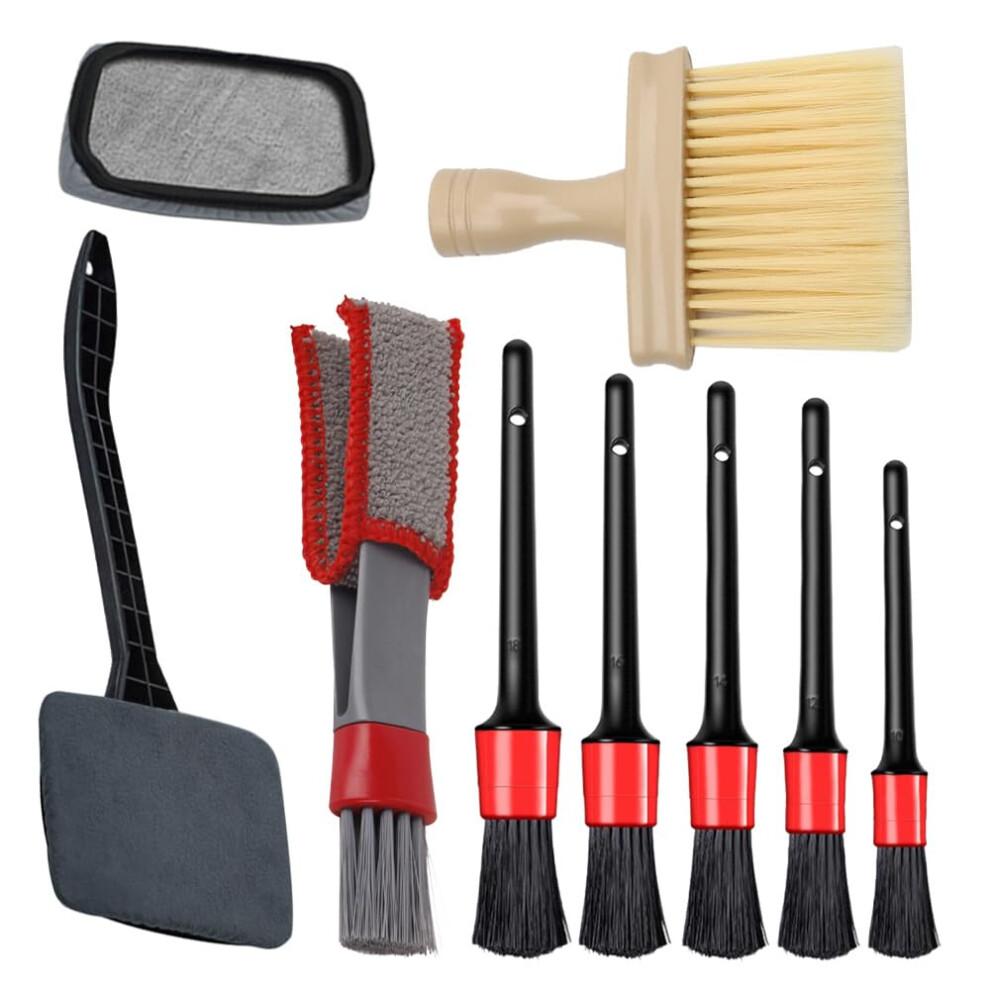 9Pcs Car Cleaning Brush Kit Car Detailing Brushes Set Long Reach Windscreen Cleaner Interior & Exterior Cleaning Kit For Automotive Trim Wheel Rim 5051224126996