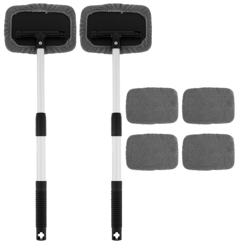 Guijzsltrg 2Pcs Car Windscreen Cleaner, Extendable Car Windshield Cleaning Tool With 4 Reusable And Washable Microfiber Pads, Car Window Cleaner For 5051224126439