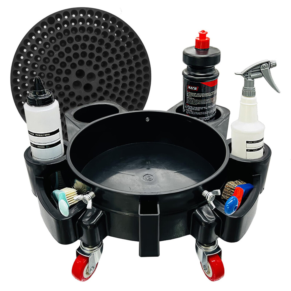 Wash Bucket Dolly 5 Gallon Car Wash Bucket With Grit Guard, Detailing Bucket Base Professional Rolling Dolly Cleaning Kit, Car Cleaning Service Carts 5051224127818