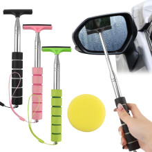 3pcs Side Mirror Squeegee, Telescopic Mini Squeegee Wiper Tool with Car Cleaning Sponge, Universal Car Window Squeegee for Rainy Foggy