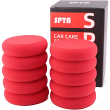 SPTA Foam Applicator Pads, 4 Inch Round Shape Side Pressing Hand Polishing Red Sponge Pads Kit Detailing Buffing Pads for Waxing Polishing Paint