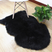 Black Plush Area Rug Faux Fur Shaggy 20 x 32 Inch
