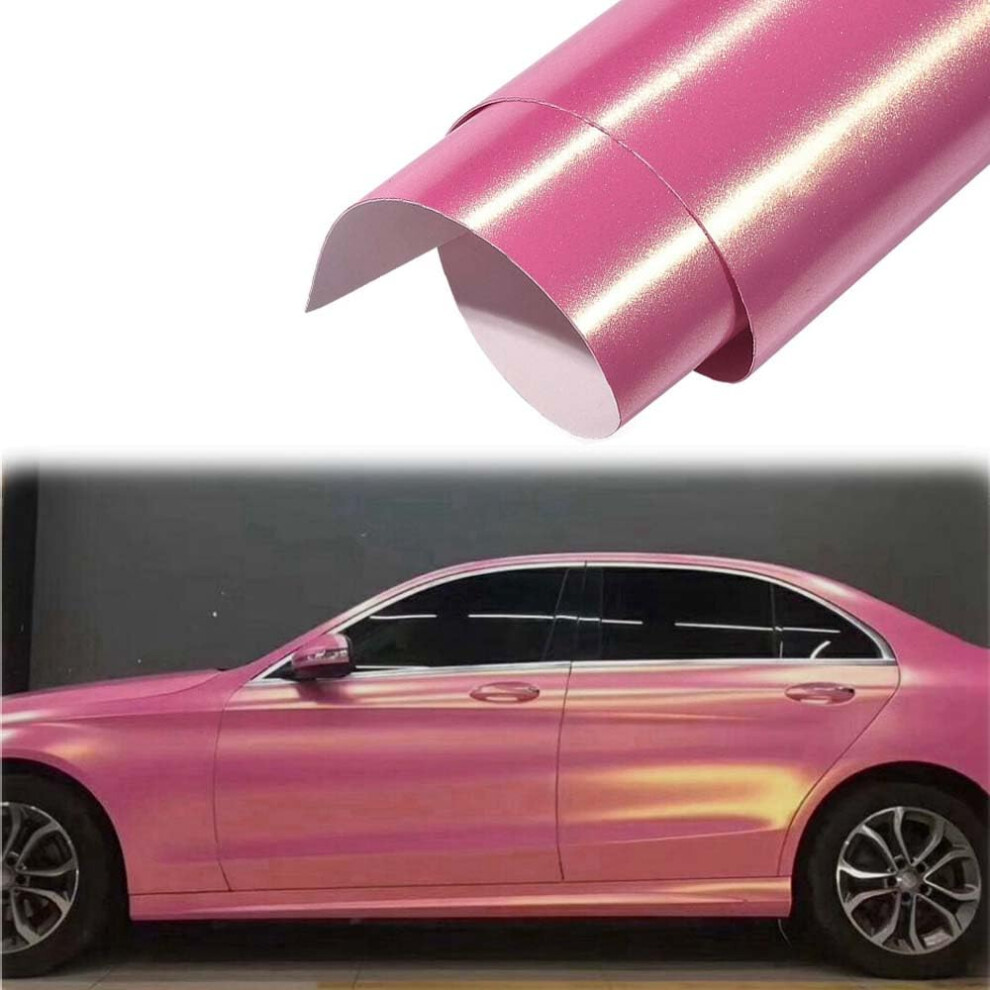 Xhuangtech Car Wrap Film Glitter, Air Release Car Sticker Self-Adhesive Decal, Diy Bubble-Free Paint Film Exterior Interior Accessories For Car, Pink 5051226211614
