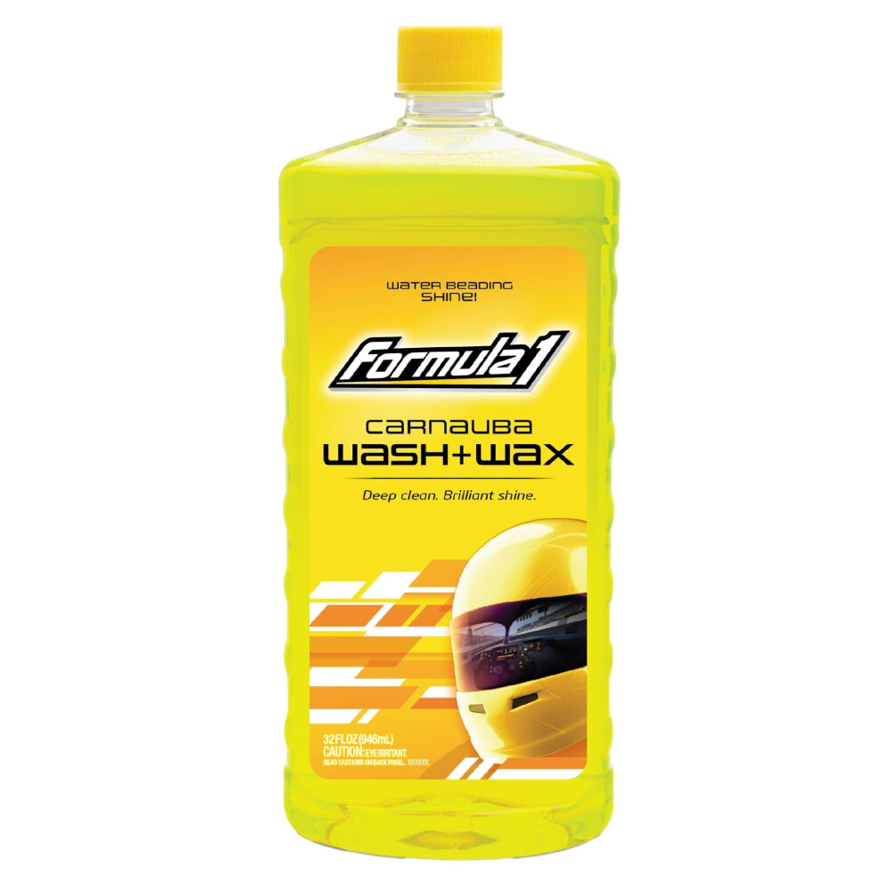 Formula 1 Car Wash & Wax With Carnauba | 32 Oz. | 2-In-1 Car Cleaning Shampoo | Auto Detailing Soap | Deep Clean, High Shine, Water Beading Protection 5051226238680
