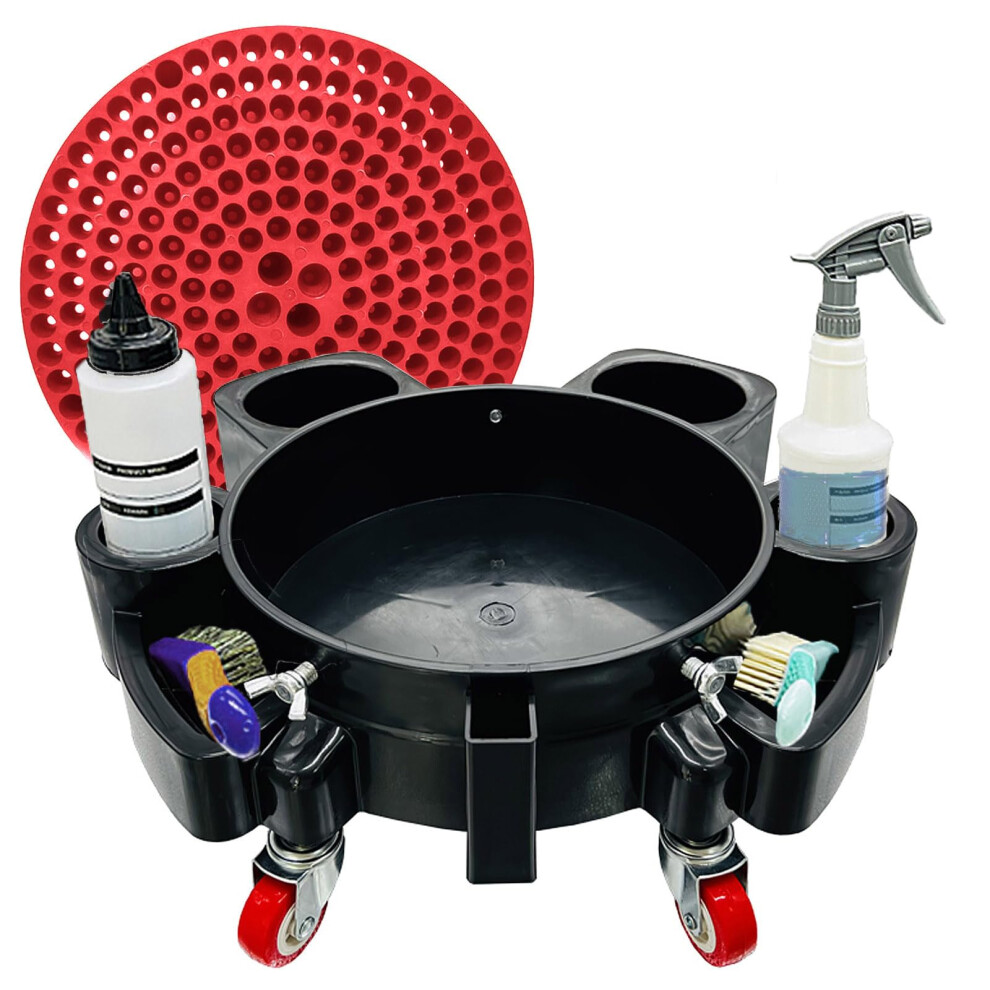 Wash Detailing Bucket Dolly, Movable Car Wash Bucket Base, Professional Rolling Dolly Car Cleaning Kit With Grit Guard, 5 Gallon Car Cleaning Bucket 5051224127801
