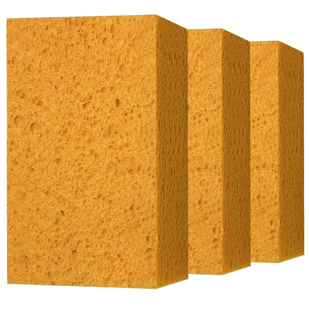 Spunspon Cleaning And Washing Sponge, 3 Pack Large Extra Thick Heavy Duty Sponge Multi-Purpose For Kitchen Bathroom Bike Boat Car, Natural Cellulose Sponges 4"