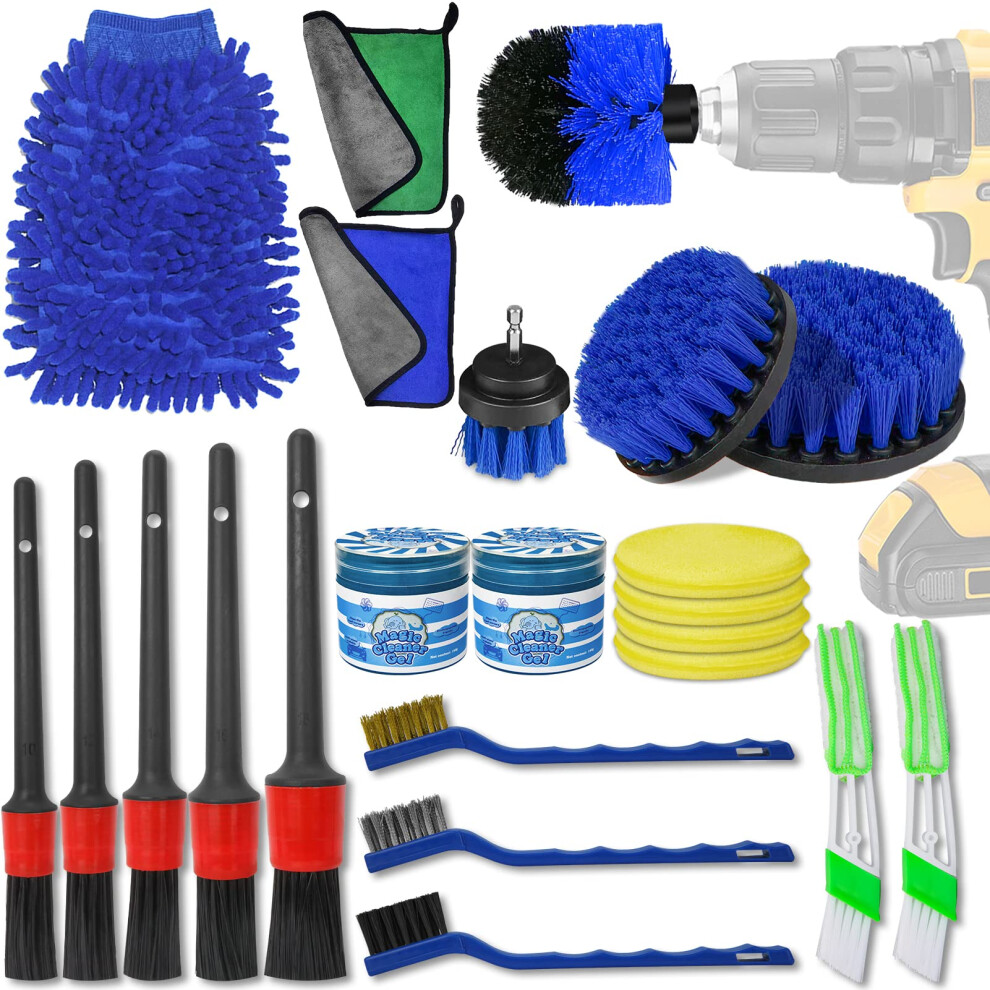 Goh Dodd 23 Pieces Car Cleaning Kit, Auto Detailing Brush Set For Cleaning Wheels, Interior, Exterior, Leather, Dashboard, Air Vents, Emblems 5051224134465