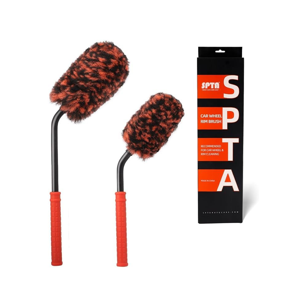 Spta 2 Pcs Angled Wheel Cleaning Brushes, Metal Free Synthetic Wool Wheel Tire Brush, Flat Spoke Brush, Car Wheel Brushes Wheel And Rim Cleaning 5051224131396