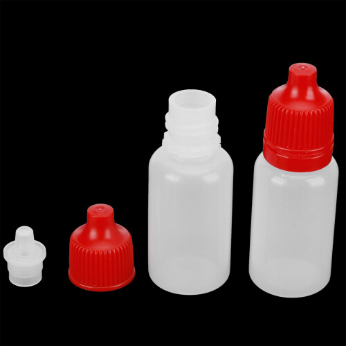 50Pcs 10ml Portable Eye Drops Bottle Squeezable Red with Plugs 1