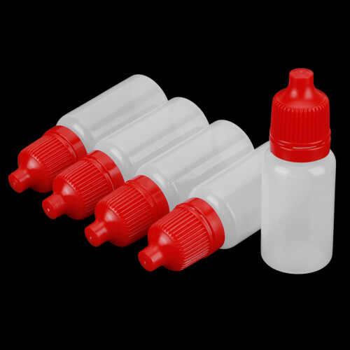 50Pcs 10ml Portable Eye Drops Bottle Squeezable Red with Plugs 2