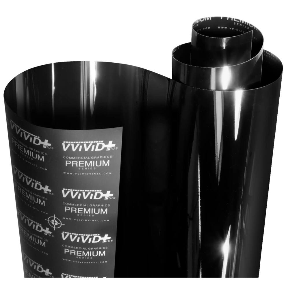 Vvivid+ Ultra Gloss Premium Vinyl Car Wrap Film (1Ft X 5Ft, Gloss Piano ) Black 5051224132256