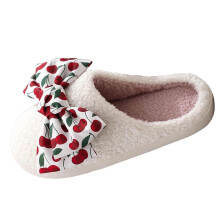Casual Cherry Bow Couples Home Slippers For Men And Women Polyester Material Us Size 6.5 Foot Length 9.45 Inches