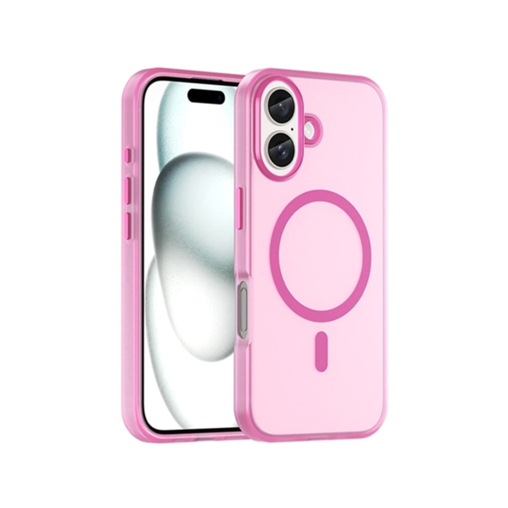 For Compatible With Iphone 16 Magsafe Frosted Translucent Tpu + Pc Full Coverage Phone Case,,For Compatible With Iphone 16 Pink 9489952014708