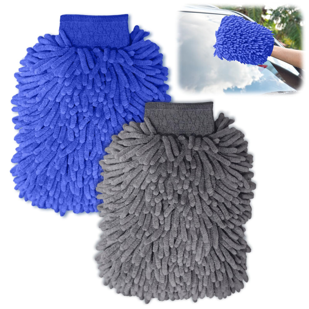 Dividermy 2Pcs Microfiber Car Wash Mitt, Professional Cleaning Microfibre Sponge Mitts, Anti-Scratch Microfiber Detailing Glove, Lightweight & 5051224135455
