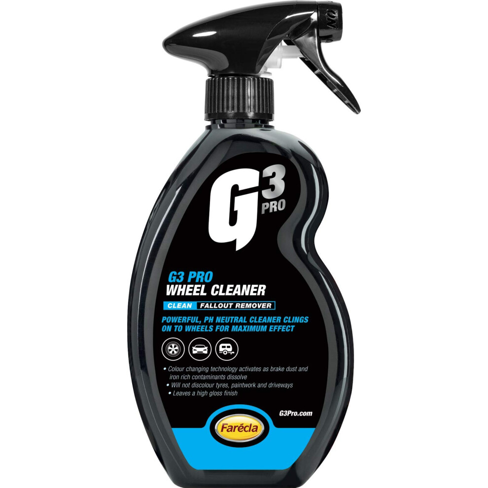 G3 Pro Wheel Cleaner 500Ml (7209) ? Colour Changing, Ph Neutral, Touchless Cleaner For All Wheel Types ? Non-Staining Fallout Remover Safe For 5051224136889