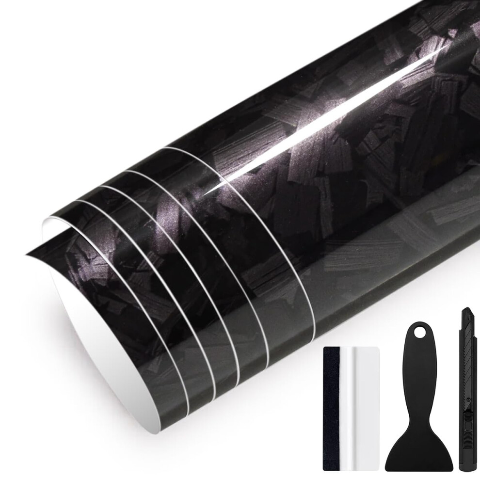 Grthtati 30Cm X 150Cm Forged Carbon Fiber Vinyl Wrap For Car Interior & Exterior Self Adhesive Bubble-Free Vinyl Film For Automotive, Motorcycle, Bike 5051226211195