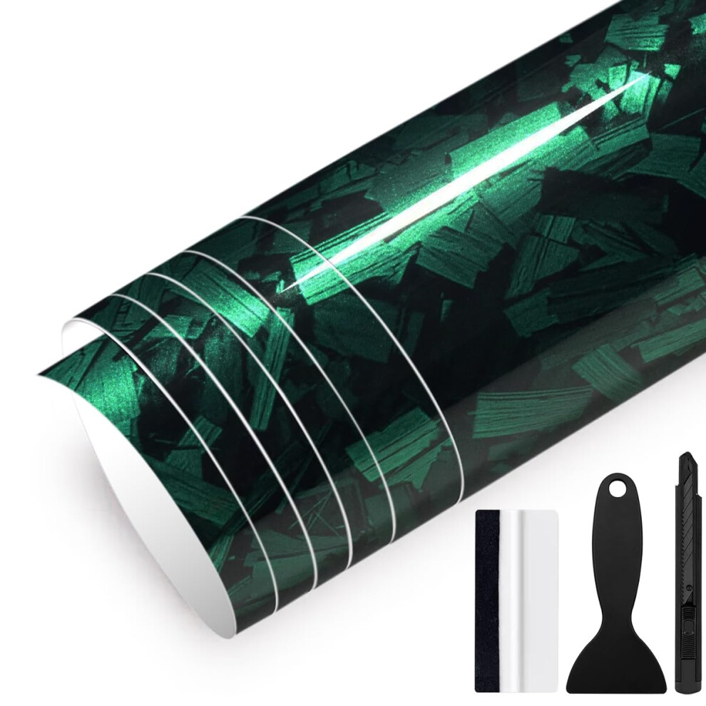 Grthtati 30Cm X 150Cm Forged Carbon Fiber Vinyl Wrap For Car Interior & Exterior Self Adhesive Bubble-Free Vinyl Film For Automotive, Motorcycle, Bike 5051224140688
