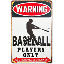Vintage Tin Baseball Sign 12 x 8 Inches