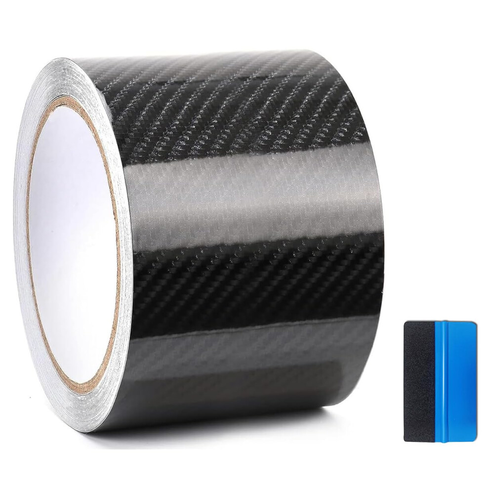Newl 6D Carbon Fiber Vinyl Wrap Tape 5Cm X 900Cm, Self-Adhesive Waterproof Gloss Carbon Fibre Anti-Scratch Vinyl Sticker Roll With Plastic Black 5051226214967