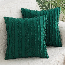 Dark Green Decorative Pillow 45x45cm, Cotton-Linen Cover & PP Cotton Filling – for Couch, Sofa, Living Room & Bedroom