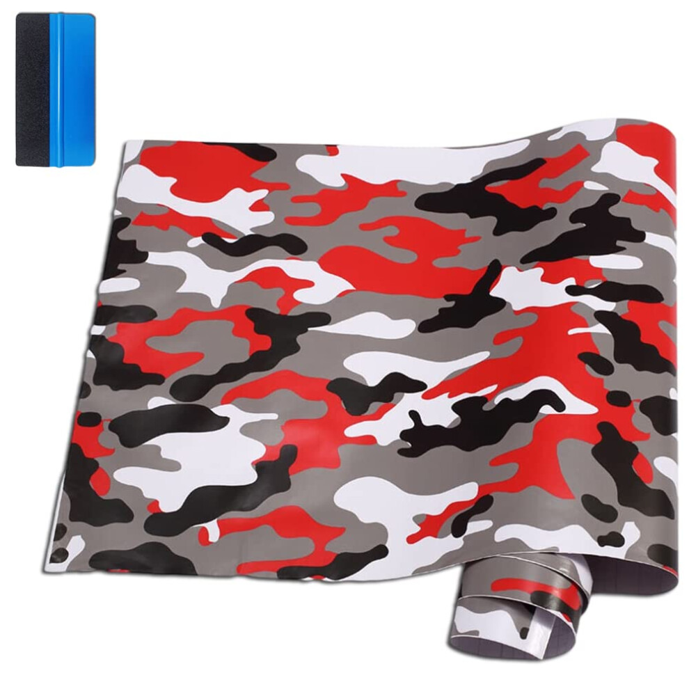 Newl Camo Vinyl Film Camouflage Car Wrap Film For Car Styling Bike Computer Laptop Scooter Motorcycle (, 30Cm X 150Cm) Red 5051224140527