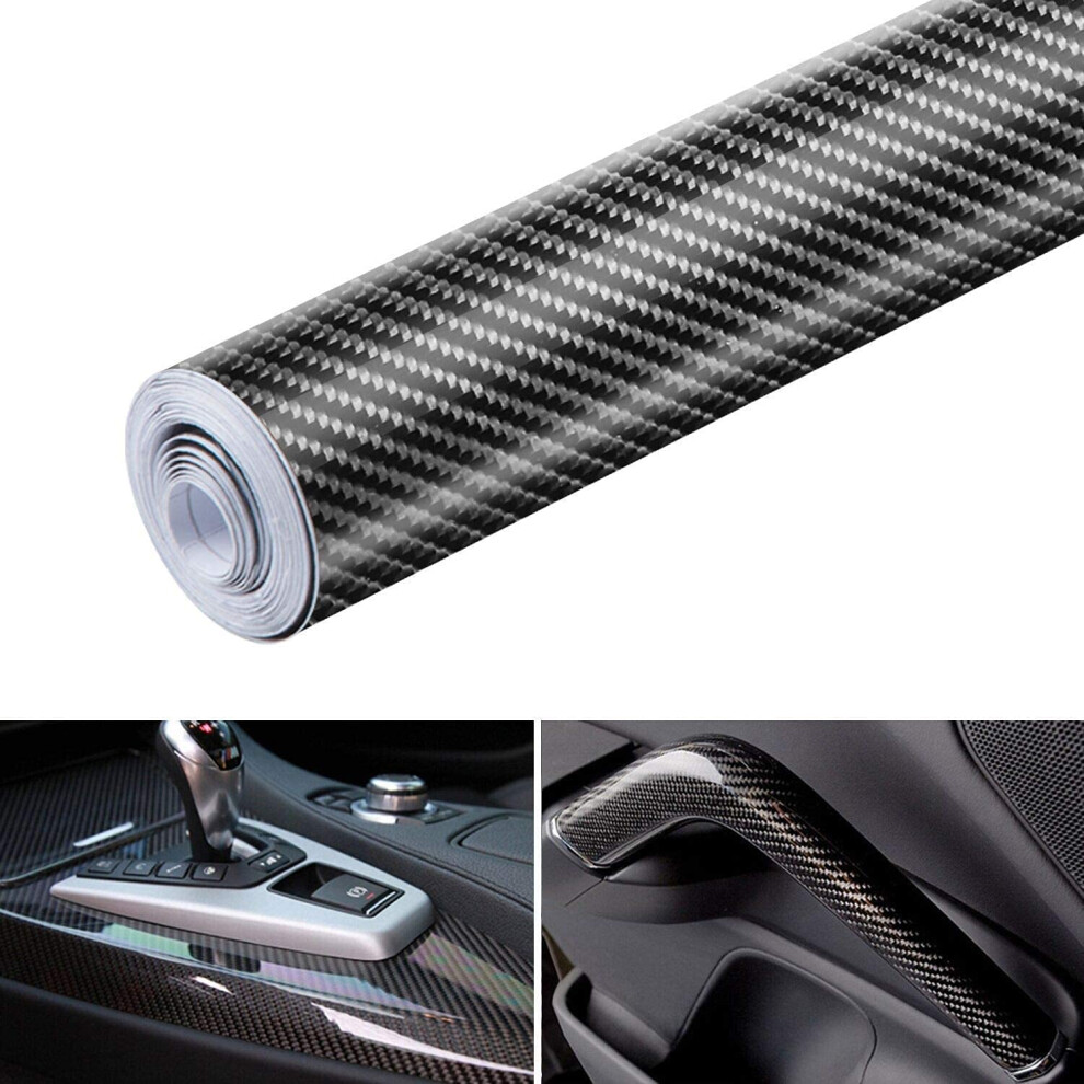 Kaheign 30Cm X 300Cm Carbon Fibre Vinyl Wrap, 6D High Gloss Vinyl Wrap Bubble Free Waterproof Adhesive Vinyl Film With 3D Texture For Cars Motorcycles 5051226215919